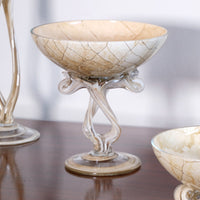 Set of Three Venetian‑Style Tazza Stemmed Glasses