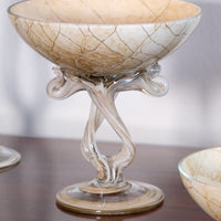 Set of Three Venetian‑Style Tazza Stemmed Glasses