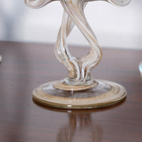 Set of Three Venetian‑Style Tazza Stemmed Glasses