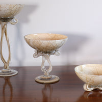 Set of Three Venetian‑Style Tazza Stemmed Glasses