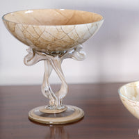 Set of Three Venetian‑Style Tazza Stemmed Glasses