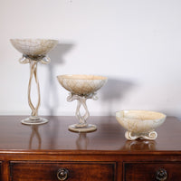 Set of Three Venetian‑Style Tazza Stemmed Glasses