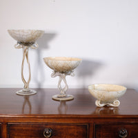 Set of Three Venetian‑Style Tazza Stemmed Glasses