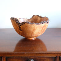 hand turned burr elm bowl live bark edge