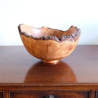 hand turned burr elm bowl live bark edge