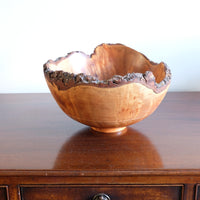 hand turned burr elm bowl live bark edge