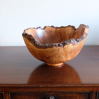 hand turned burr elm bowl live bark edge