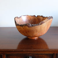 hand turned burr elm bowl live bark edge
