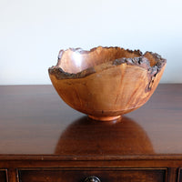 hand turned burr elm bowl live bark edge