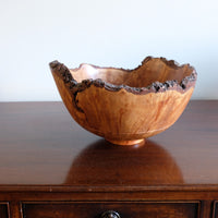 hand turned burr elm bowl live bark edge