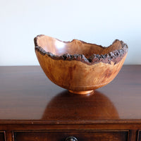 hand turned burr elm bowl live bark edge