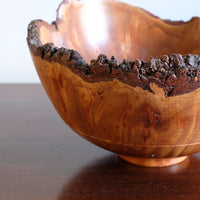 hand turned burr elm bowl live bark edge