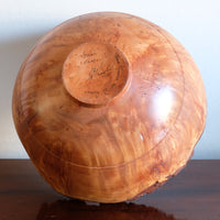 Hand Turned Burr Elm Bowl with Live Bark Edge Signed D Reeks