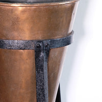 Large Victorian copper conical planter on cast iron stand