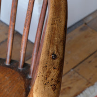 close up of a 19th Century Windsor Wheelback Armchair in Ash & Elm