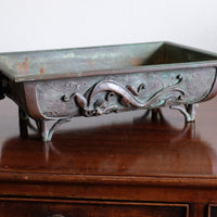 Antique Meiji Japanese bronze suiban vessel by Tōun-sai with dragon relief