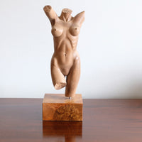 Hand Carved Wooden Female Torso Sculpture | Modernist Art