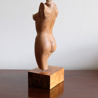 Hand Carved Wooden Female Torso Sculpture | Modernist Art