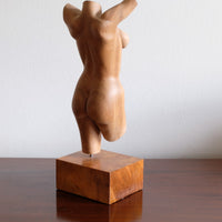 Hand Carved Wooden Female Torso Sculpture | Modernist Art
