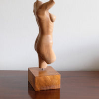 Hand Carved Wooden Female Torso Sculpture | Modernist Art