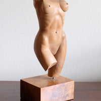 Hand Carved Wooden Female Torso Sculpture | Modernist Art
