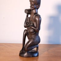 East African solid ebony sculpture mother and child 34.5cm