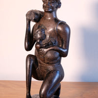 Mid century Kenyan/Tanzanian ebony figure dense black wood