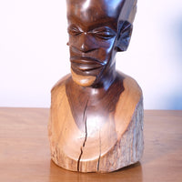 Hand-Carved Makonde Wood Bust – East African Tribal Sculpture