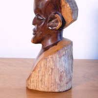 Side view of Hand-Carved Makonde Wood Bust – East African Tribal Sculpture