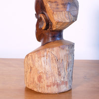 rear view of Hand-Carved Makonde Wood Bust African tribal art