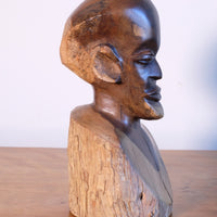 Side view of Hand-Carved Makonde Wood Bust – East African Tribal Sculpture