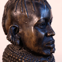 african tribal portrait bust sculpture detailed beading