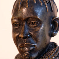 close up of sculpted african facial features