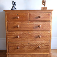 Victorian Scottish Satin Birch Chest Of Drawers With Plinth Drawer (c.1870–1890)