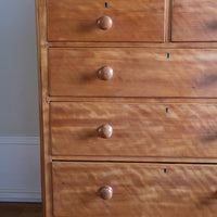 Victorian Scottish Satin Birch Chest Of Drawers With Plinth Drawer