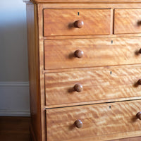 Victorian Scottish Satin Birch Chest Of Drawers With Plinth Drawer