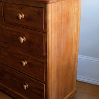 Victorian Scottish Satin Birch Chest Of Drawers With Plinth Drawer