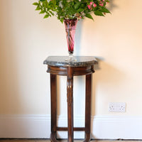 serpentine mahogany console table with marble top
