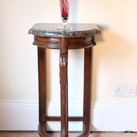 serpentine mahogany console table with marble top