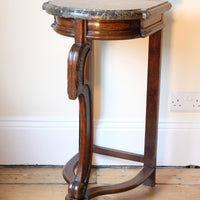 serpentine mahogany console table with marble top
