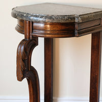 serpentine mahogany console table with marble top