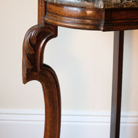 serpentine mahogany console table with marble top