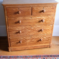Victorian Scottish Satin Birch Chest Of Drawers With Plinth Drawer