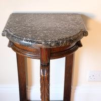 serpentine mahogany console table with marble top