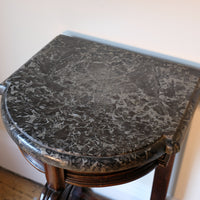 serpentine mahogany console table with marble top