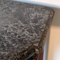 serpentine mahogany console table with marble top