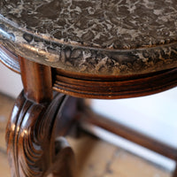 serpentine mahogany console table with marble top