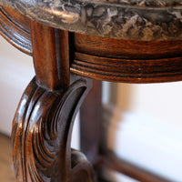 serpentine mahogany console table with marble top