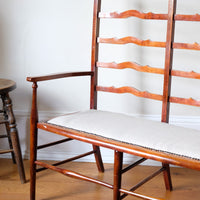 beech bench with horsehair linen seat