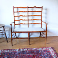English ladder back beech bench late 19th century